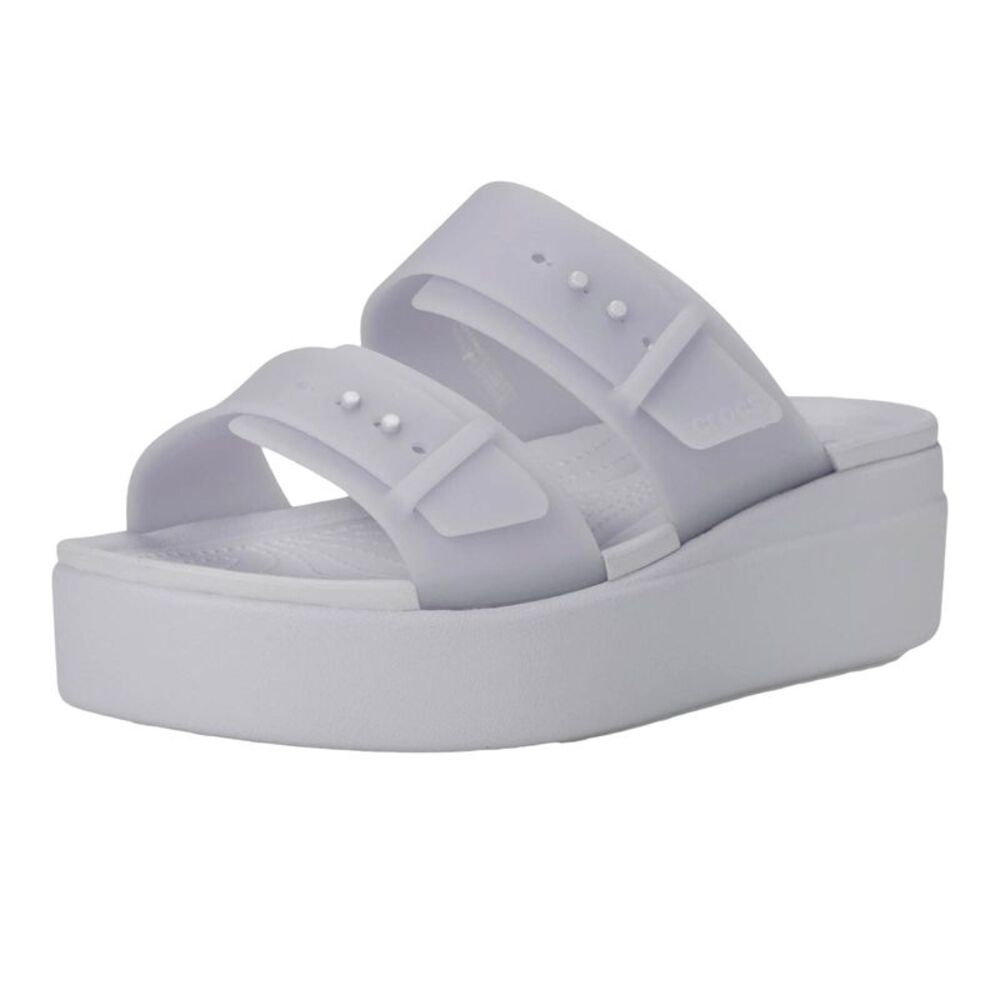 Crocs Brooklyn Buckle Low Wedge Purple Moon 210980-5BR Women's - Picture 2 of 6